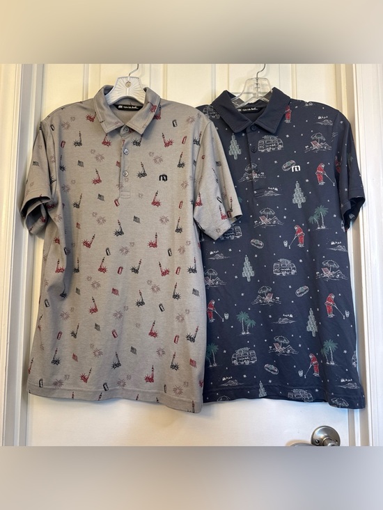 Travis Mathew Other - Travis Mathew 2 Polos Navy Tinsel Tradition & Gray Forth Of July Men’s S Golf